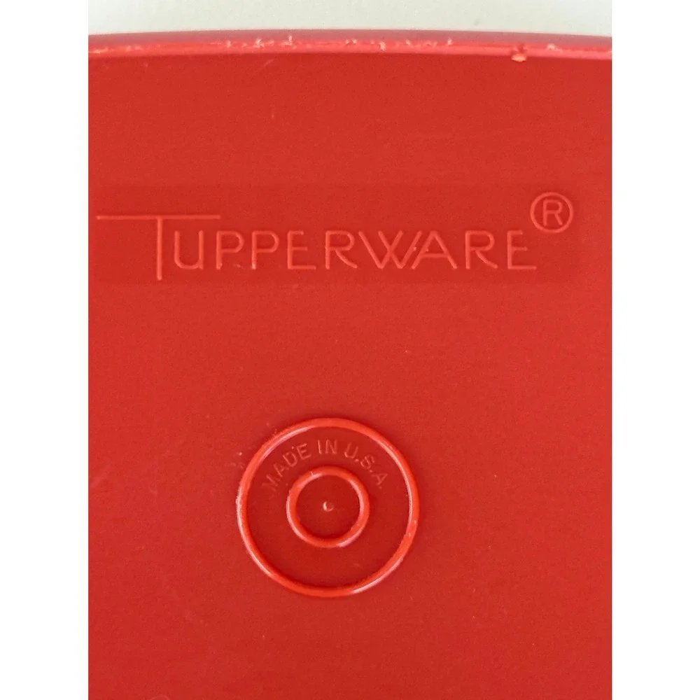 Tupperware Food Storage Container Red 5x5 Square Frosted Lid Vintage USA Kitchen